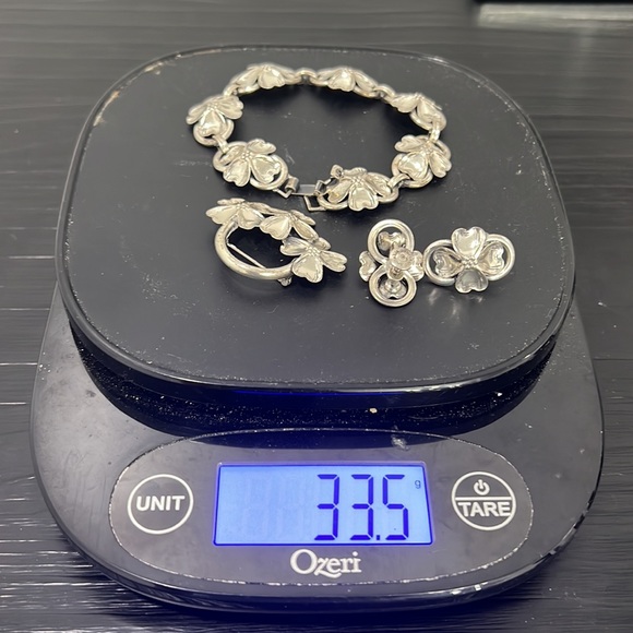 Danecraft Vintage Sterling Marked Set with Bracelet Brooch + Screw Back Earrings - Picture 10 of 11